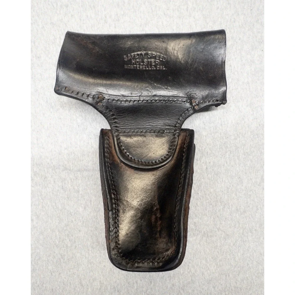 Vtg Safety Speed Holster Utility‎ Belt Ammo Cartridge Pockets Worn Leather USA